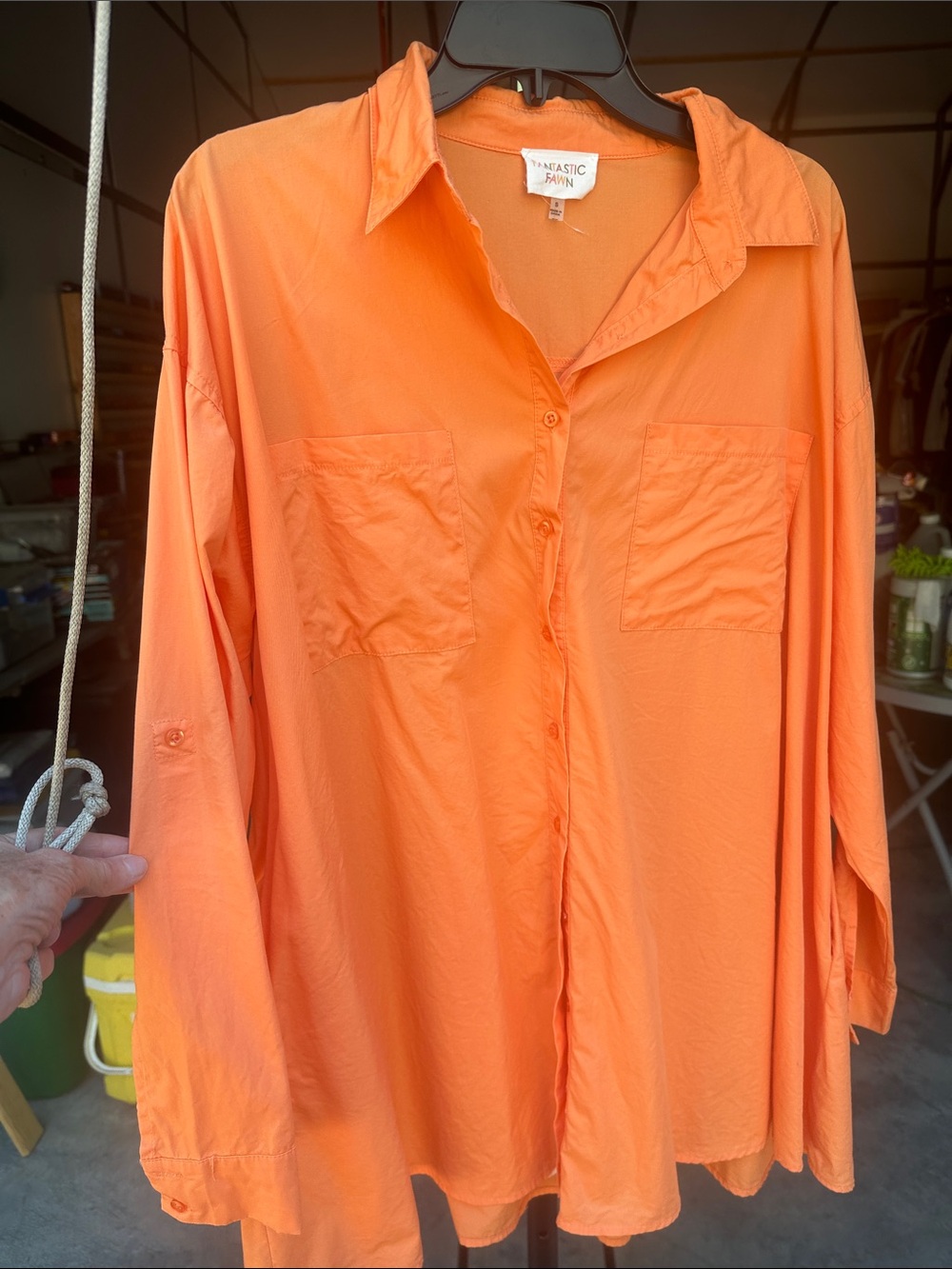 Fantastic Fawn Lightweight Orange Button-Front Shirt